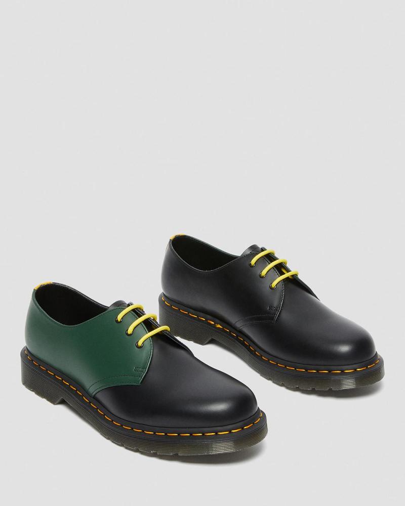 Black Men's Dr Martens 1461 Contrast Smooth Leather Oxfords Shoes | CA 589CTV